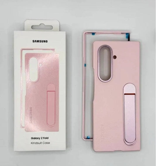 Samsung Galaxy Z Fold7 Leather Case, Kickstand Kindsuit Series Leather Back Cover - Pink