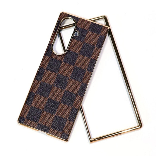 Samsung Galaxy Z Fold7 Luxurious Premium Check Pattern Leather Case