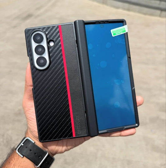 Samsung Galaxy Z Fold7 Original Santa Barbara Polo 'Hazel' Series Leather Case with Hinge Protection & Front Glass - Black