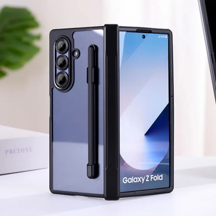 Samsung Galaxy Z Fold7 S-Pen Case, Anti-Yellowing Shockproof Hybrid Case with Hinge Protection - Black