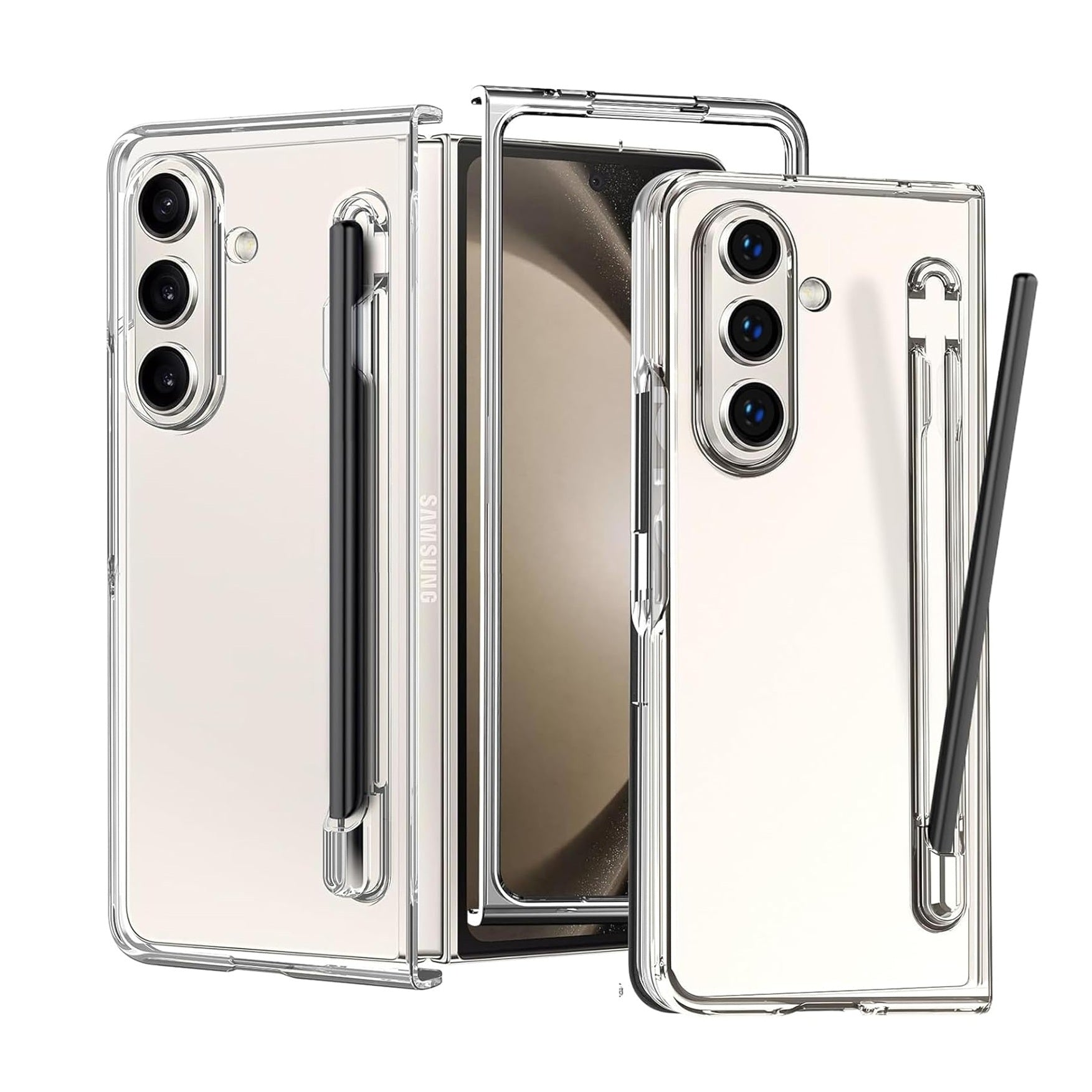 Samsung Galaxy Z Fold7 S-Pen Case, Crystal Clear Soft TPU Transparent Cover with S-Pen