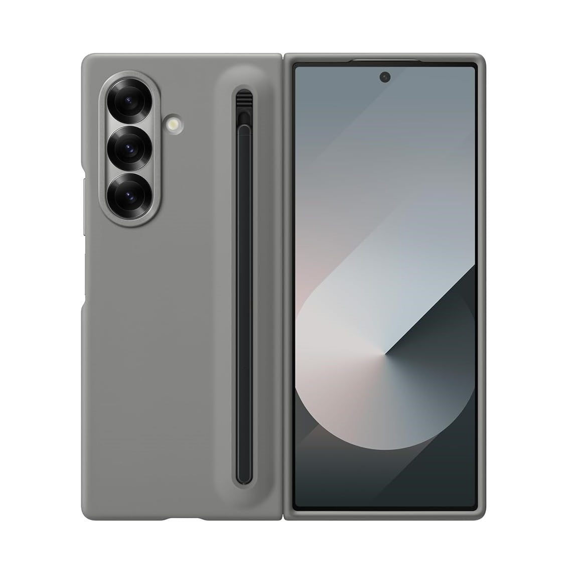Samsung Galaxy Z Fold7 S-Pen Case, Skin Feel Cover wtih Stylus - Grey