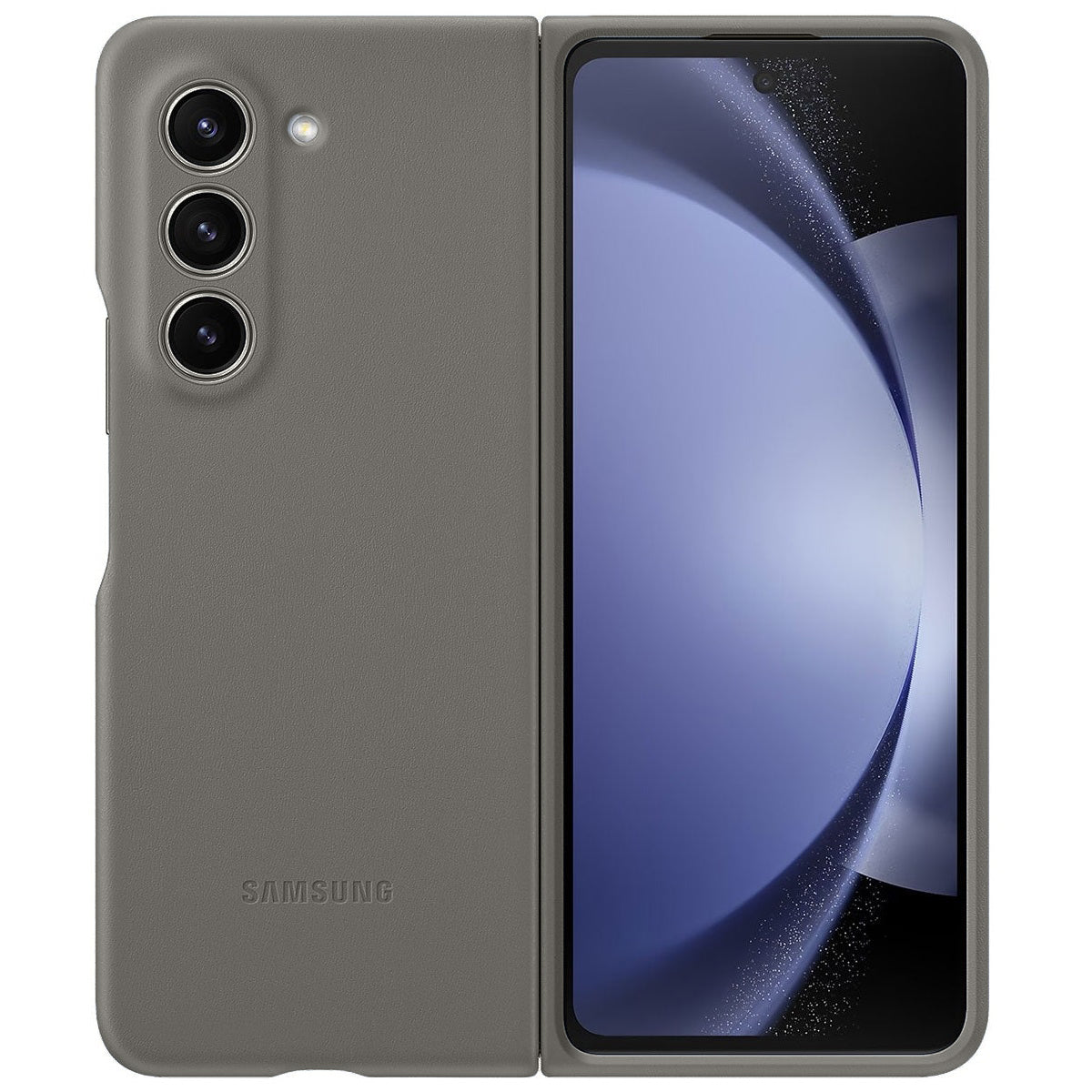 Samsung Galaxy Z Fold 5 Leather Case, Eco Slim Fit Leather Back Cover - Grey