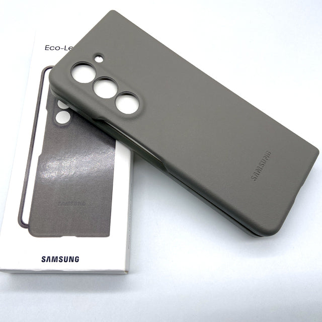 Samsung Galaxy Z Fold 5 Leather Case, Eco Slim Fit Leather Back Cover - Grey