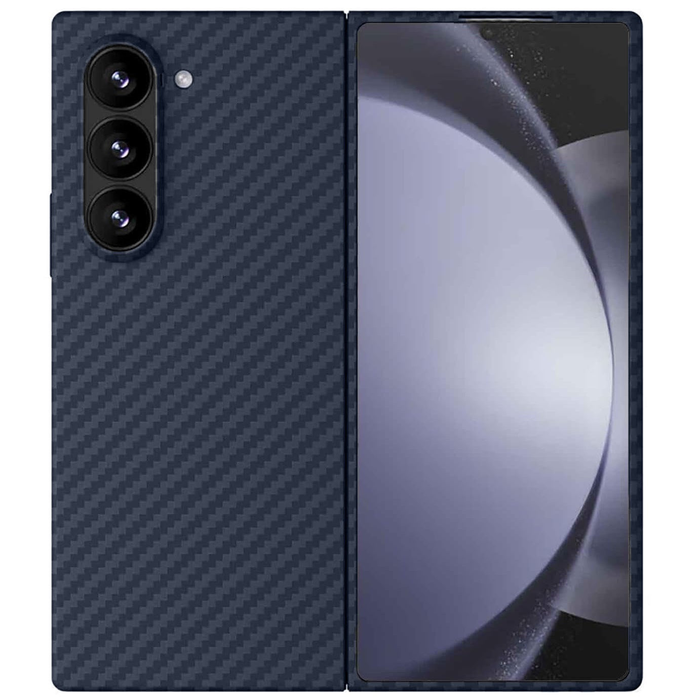 Samsung Galaxy Z Fold 6 0.6mm Super Slim Carbon Texture Aramid Fiber Case - Blue