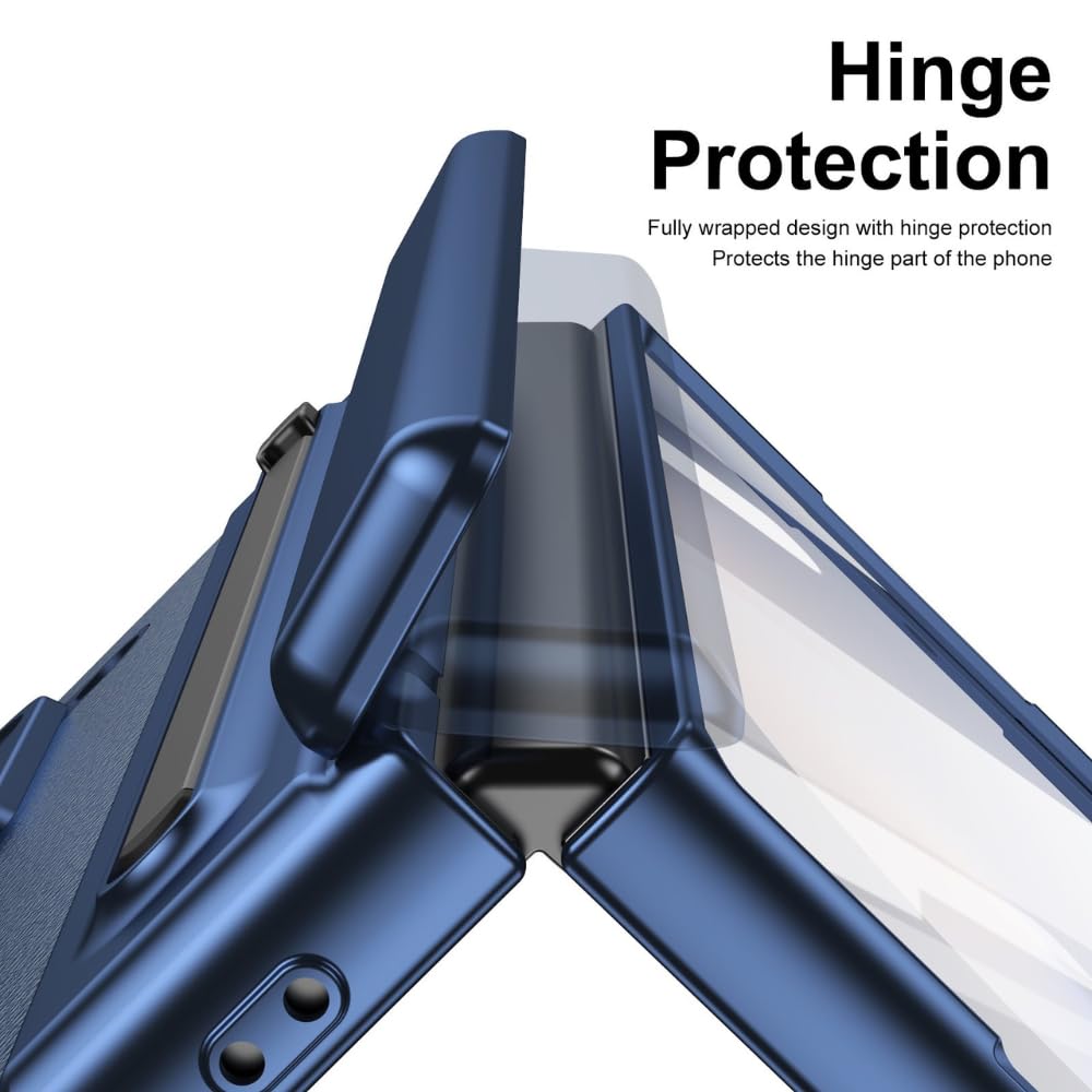 Samsung Galaxy Z Fold 6 Leather Case, Luxury Design Leather Case with Kickstand & Hinge Protection and in-Built Front Glass