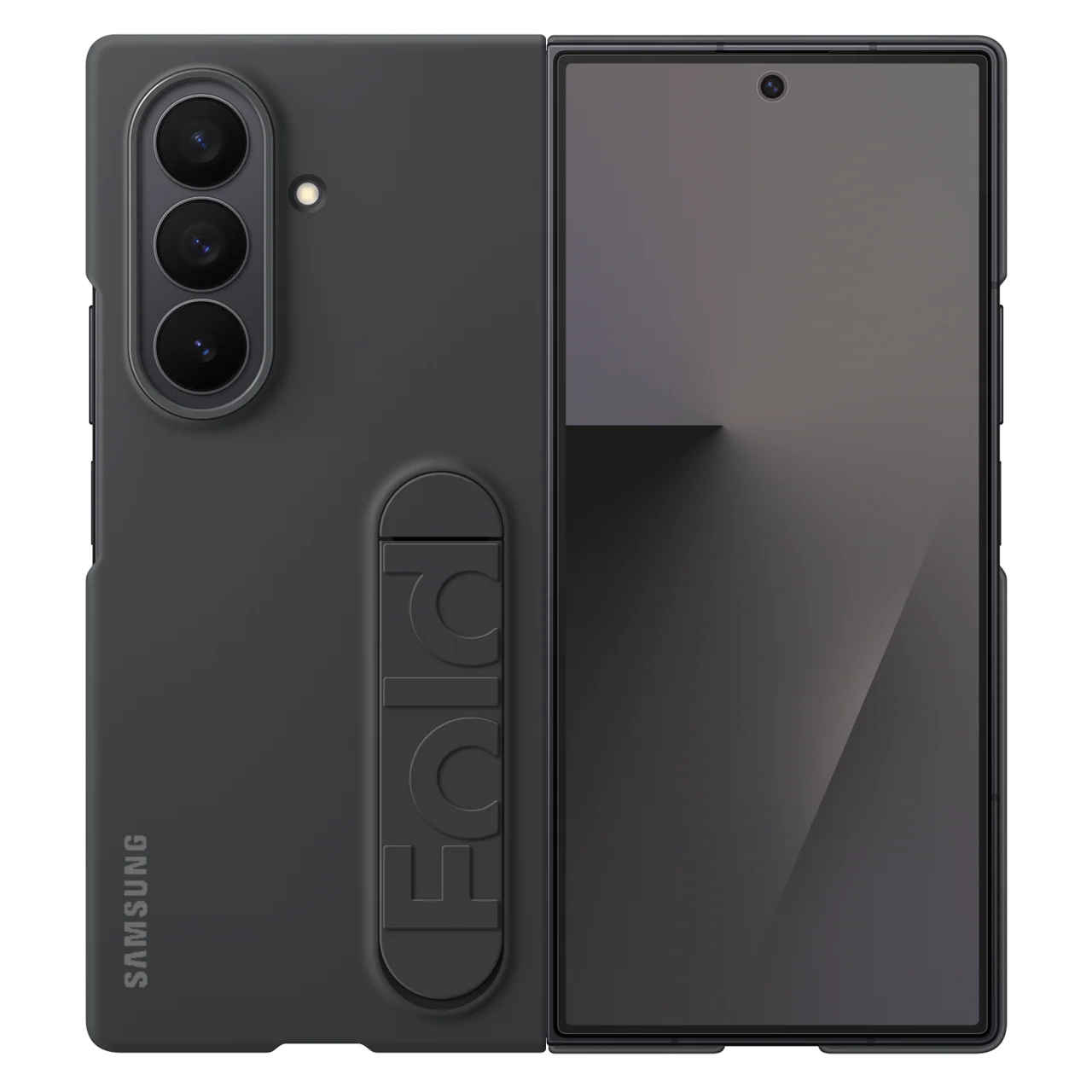 Samsung Z Fold7 Silicon Case Kickstand with Logo - Black