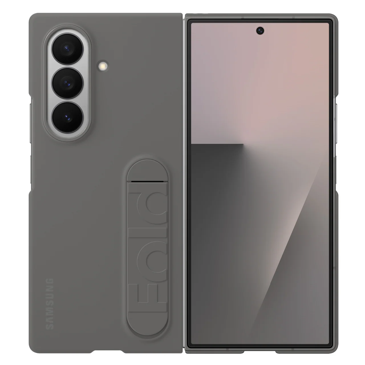 Samsung Z Fold7 Silicon Case Kickstand with Logo - Dark Grey