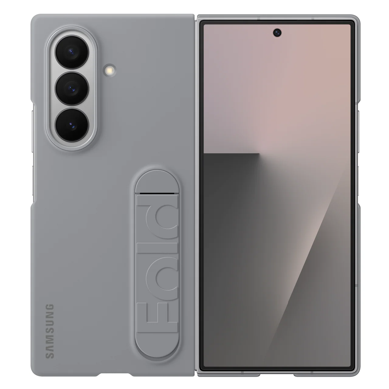 Samsung Z Fold7 Silicon Case Kickstand with Logo - Light Grey