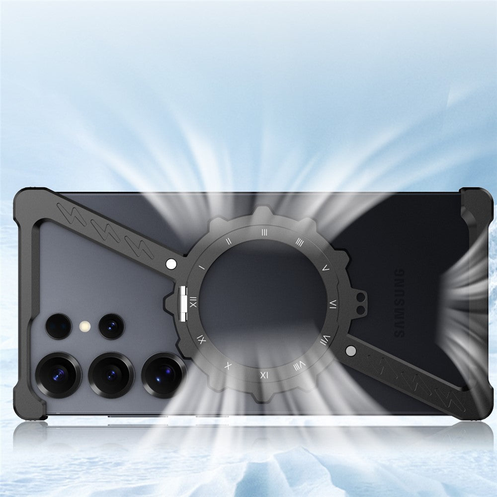 Samsung S25 Ultra Metal Case, Frameless Bumper Cover Bumper 360°Rotation Ring with Magsafe - Black