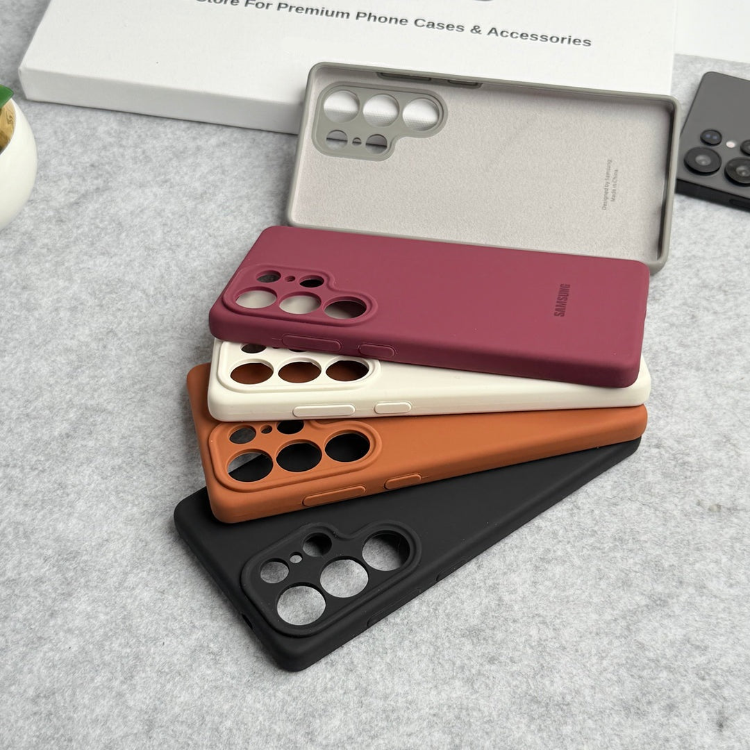 Samsung Galaxy S25 Ultra Silicon Case, Soft Silky Liquid Silicon Case With Logo