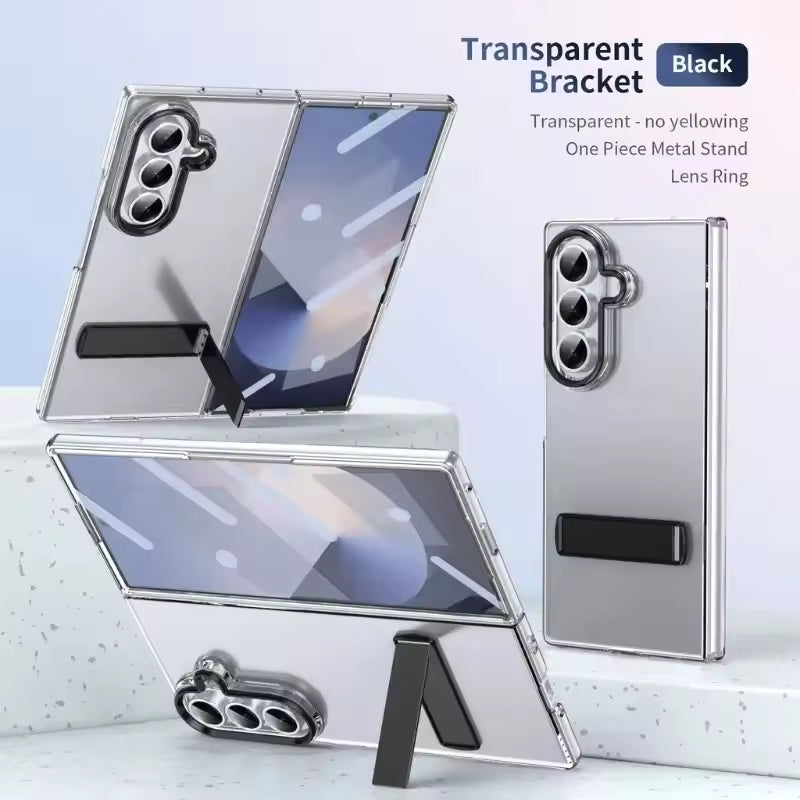 Samsung Galaxy Z Fold7 Anti Yellowing Transparent Back Cover with Kickstand & Front Glass
