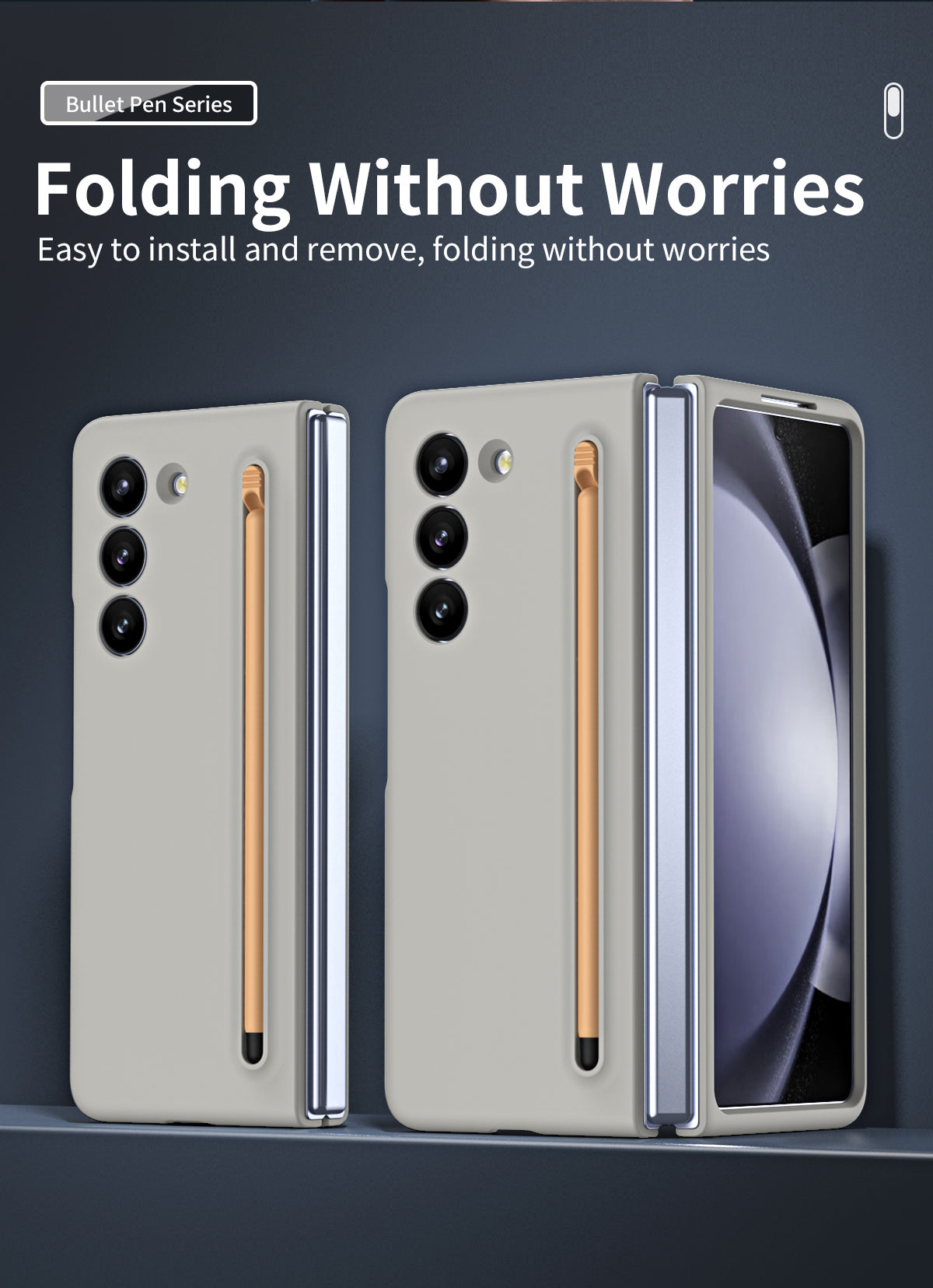 Samsung Galaxy Z Fold 6 Silky Liquid PC Matte S-Pen Case (With Front Glass) - Sand
