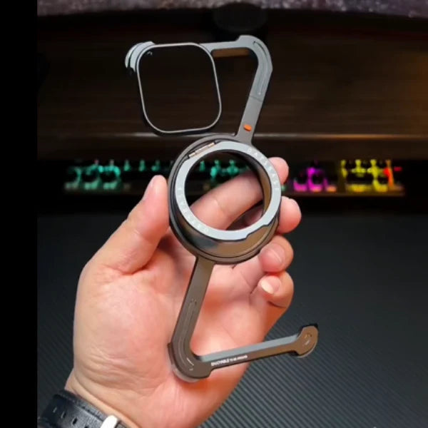 iPhone 15 Pro Max Premium Metal Z Shape frame Less Case Magnetic Ring with Magsafe - Black