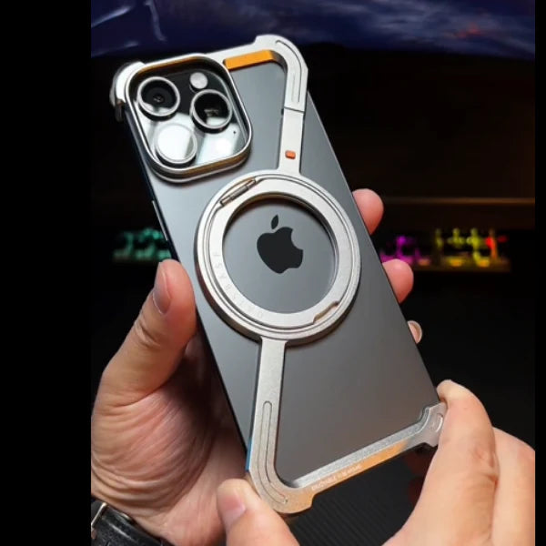 iPhone 16 Pro Max Premium Metal Z Shape frame Less Case Magnetic Ring with Magsafe - Titanium