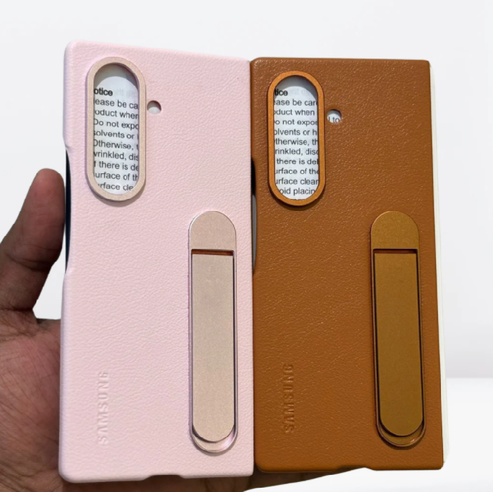 Samsung Galaxy Z Fold7 Leather Case, Kickstand Kindsuit Series Leather Back Cover - Pink