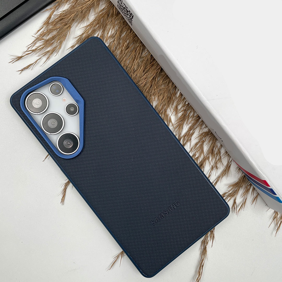 Samsung Galaxy S24 Ultra Leather Case, Signature Luxury Doted Vegan Leather Case - Blue