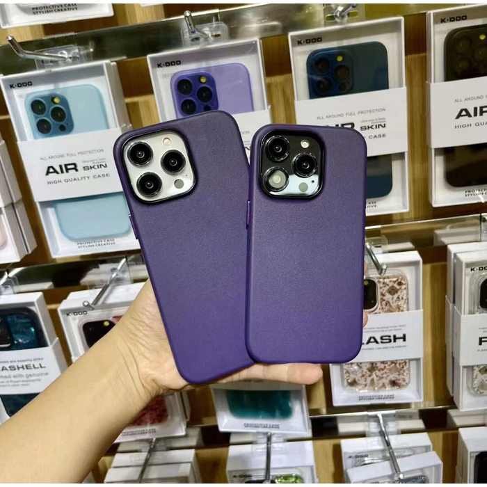 K-doo iPhone 15 Pro Leather Case Back Cover- Purple