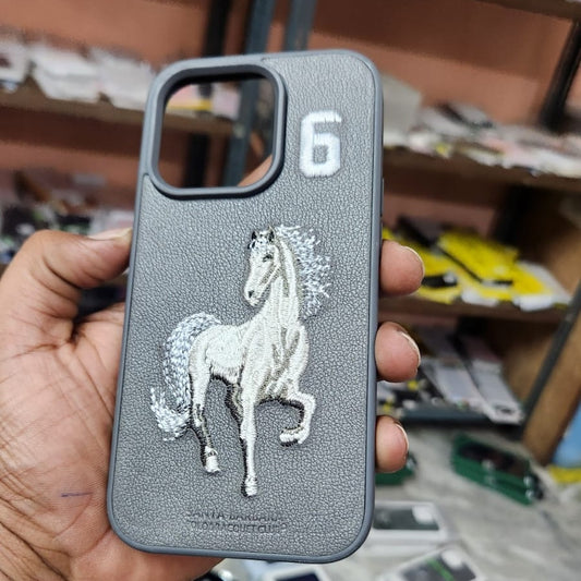 iPhone 14 Pro Boris Series Santa Barbara Polo Racquet Club Leather Case - Grey