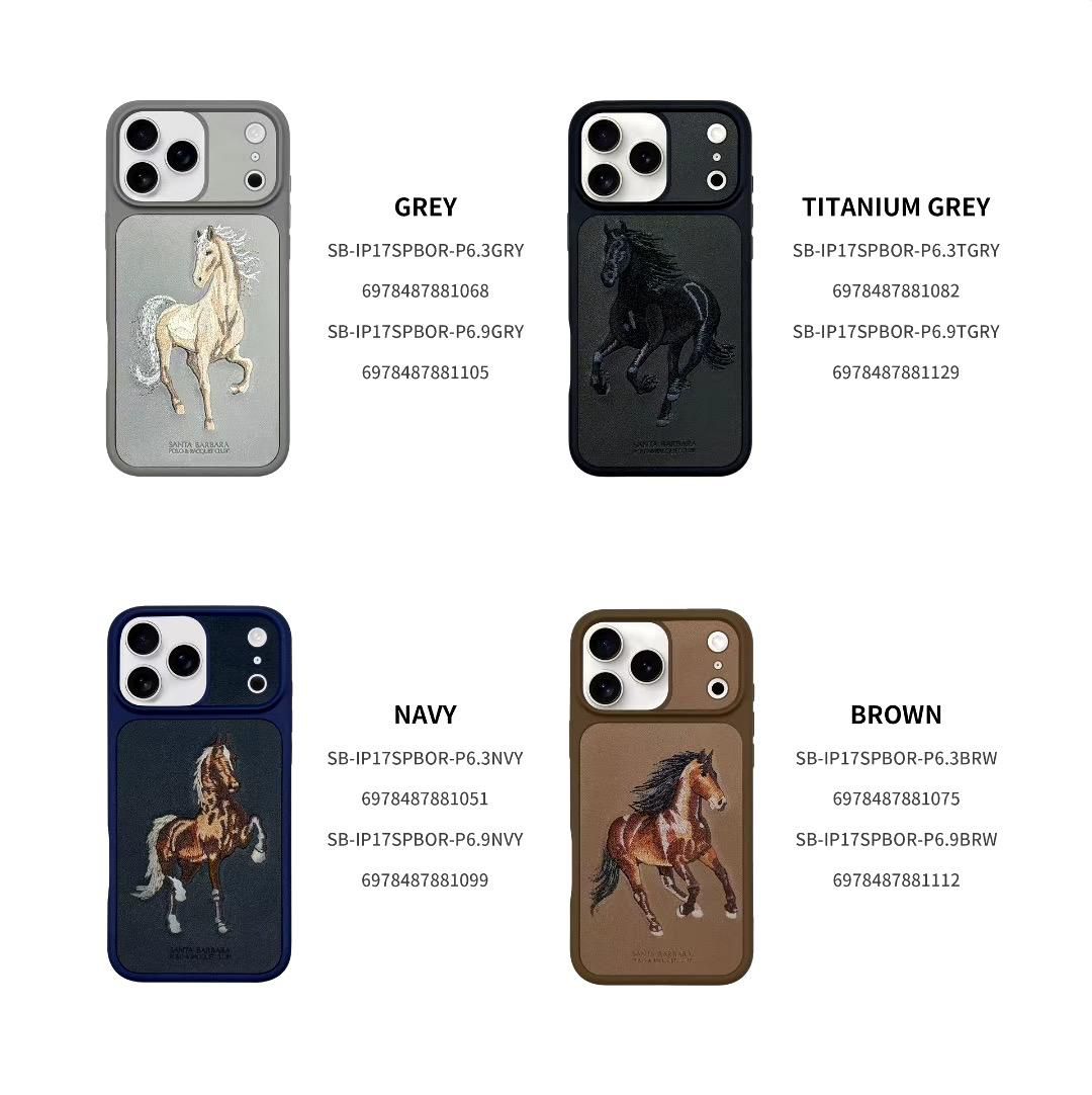 iPhone 17 Pro Genuine Leather Original Santa Barbara Polo Club Boris Series Back Cover - Brown