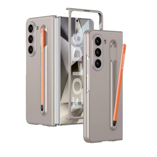 Samsung Galaxy Z Fold 6 PC Matte Hard Case with Hinge Protection Pink S-Pen - Light Grey