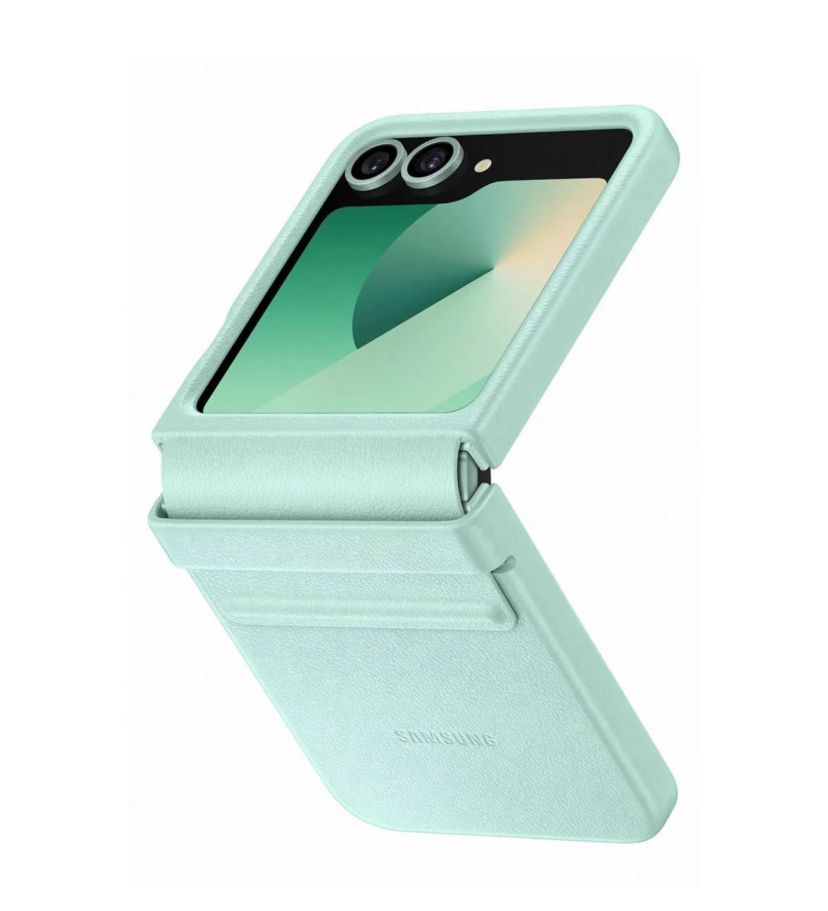 Samsung Galaxy Z Flip 6 Slim Leather Case Soft Inside with Hinge Protection - Mint Green