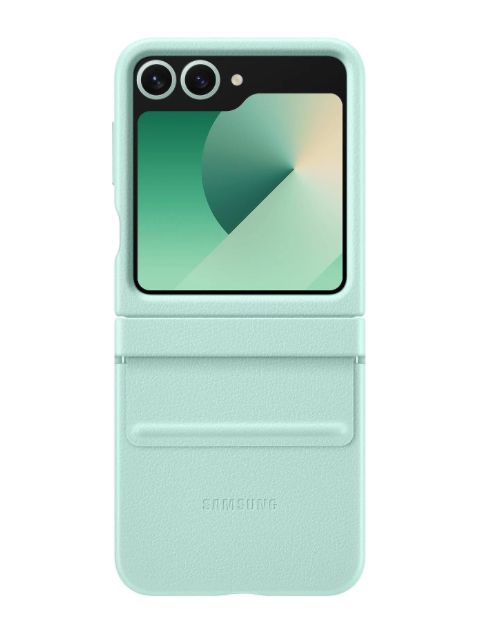 Samsung Galaxy Z Flip 6 Slim Leather Case Soft Inside with Hinge Protection - Mint Green