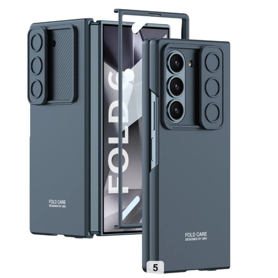 Samsung Galaxy Z Fold 6 GKK Ultra Thin Case with Slide Camera Cover Front in-Built Glass - White / Green