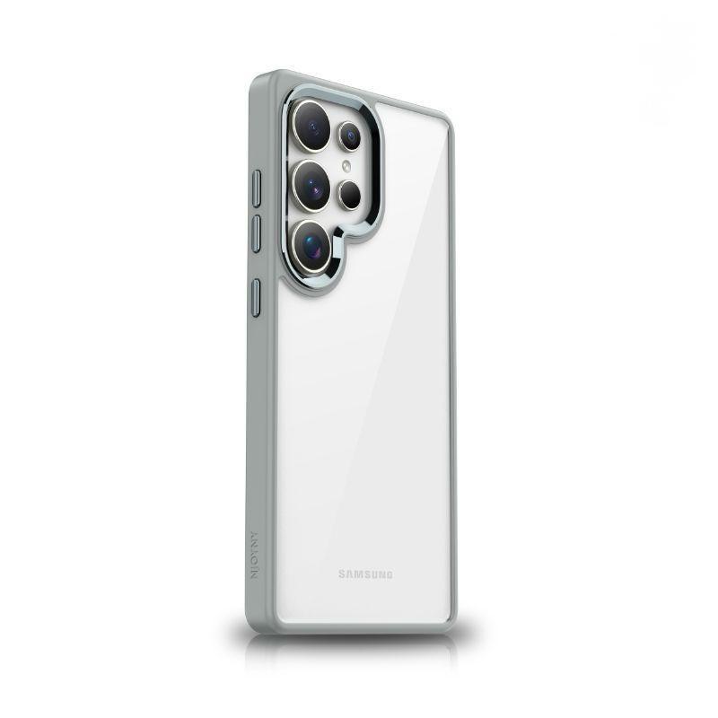 Samsung Galaxy S24 Ultra Transparent Case, Shockproof Hybrid Metal Camera Back Cover Case - Grey