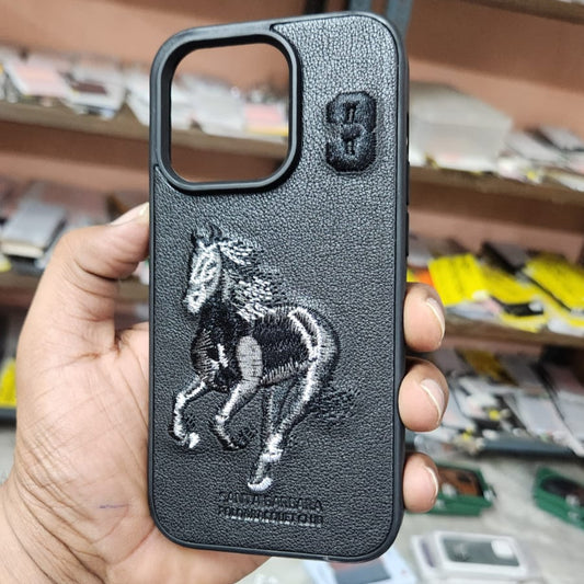 iPhone 14 Pro Boris Series Santa Barbara Polo Racquet Club Leather Case - Black