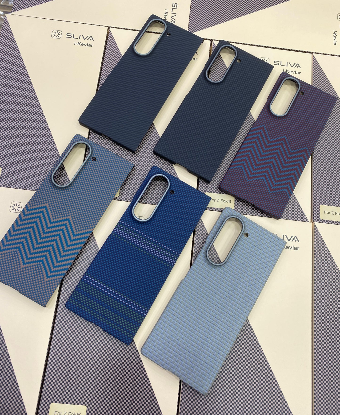 Samsung Galaxy Z Fold6 Carbon Fiber Case, 0.5mm Super Slim Original SLIVA Real Carbon Fiber - Blue