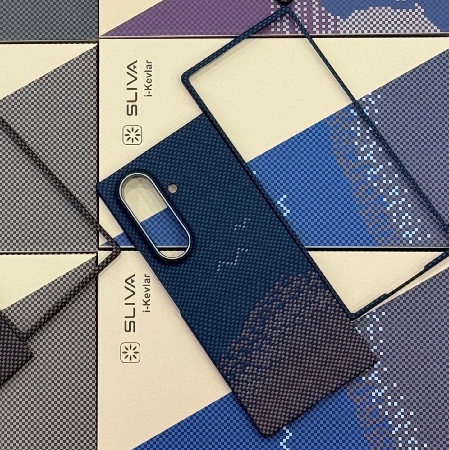 Samsung Galaxy Z Fold7 Real Carbon Fiber Case, 0.5mm Super Slim Original SLIVA Carbon Fiber with Magsafe - Blue