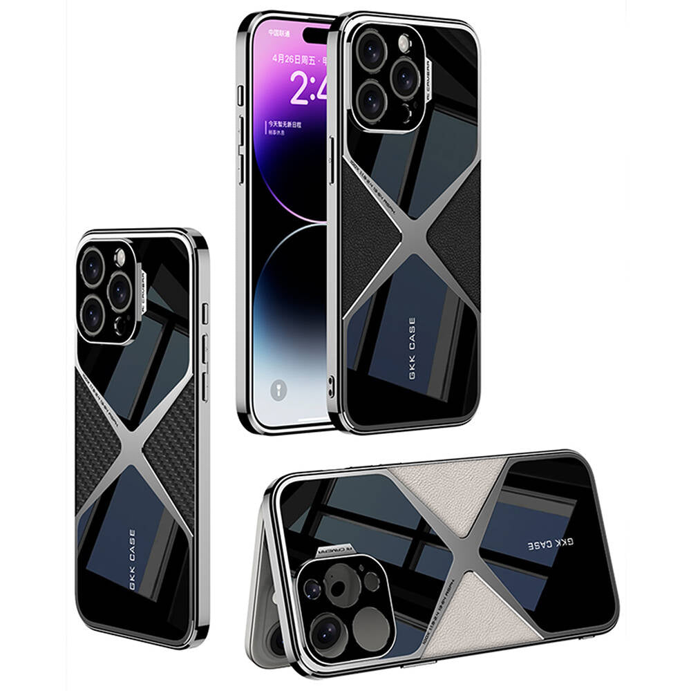 iPhone 15 Pro Ultra Thin Original GKK X-Shape PC + Carbon Case - Black Carbon