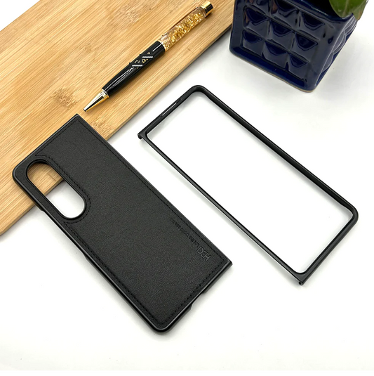 Samsung Galaxy Z Fold 4 PU Leather Stitch Design Case- Black
