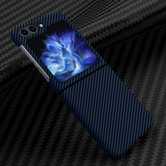 Samsung Galaxy Z Flip 5 Carbon Fiber  Real Aramid Kevilar Case-Blue