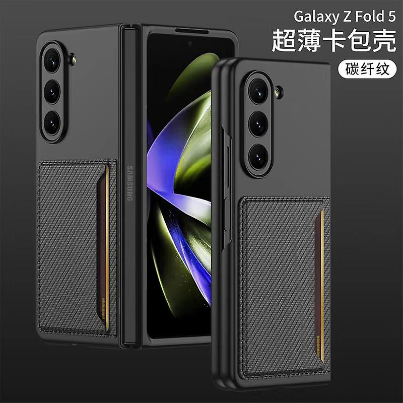Samsung Galaxy Z Fold 5 PU Leather Card Holder Case-Carbon