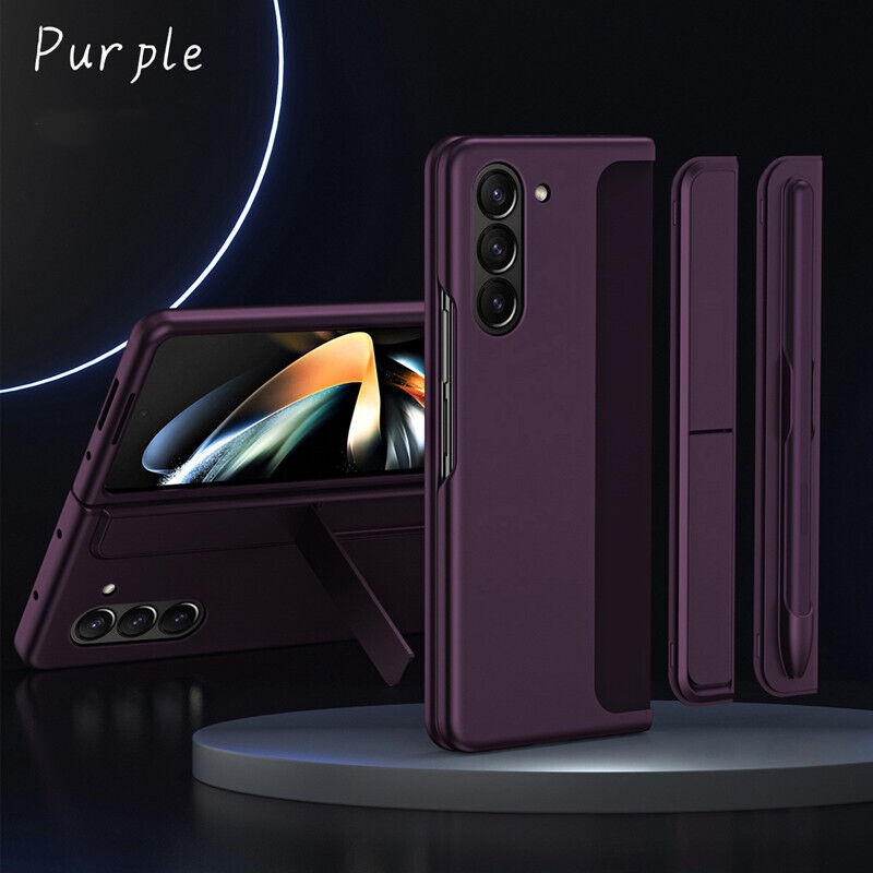 Samsung Galaxy Z Fold 5 Shockproof S Pen Stand Cover-Dark Purple