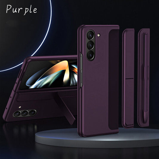 Samsung Galaxy Z Fold 5 Shockproof S Pen Stand Cover-Dark Purple