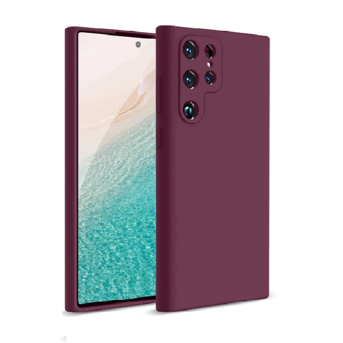 Samsung Galaxy S23 Ultra Liquid Silicon Case With Logo- Maroon