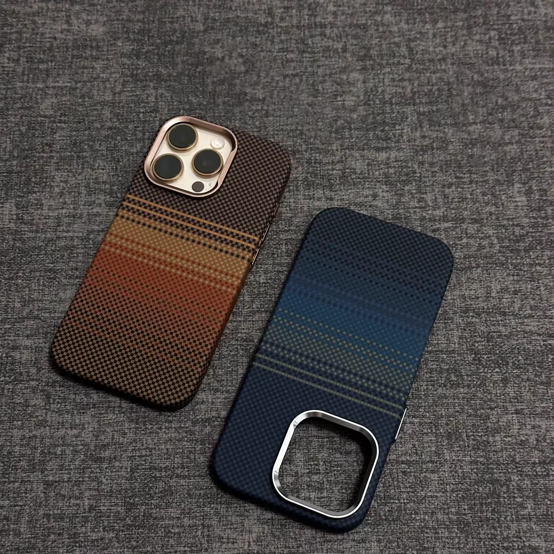 iPhone 15 Pro Max Carbon Case, Luxo Life Carbon Texture with Metal Camera Protection Magsafe Case - Blue
