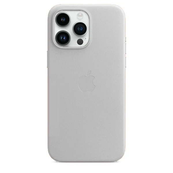 iPhone 14 Pro Leather Case with Magsafe Titanium Brown Camera Protection - Titanium Grey