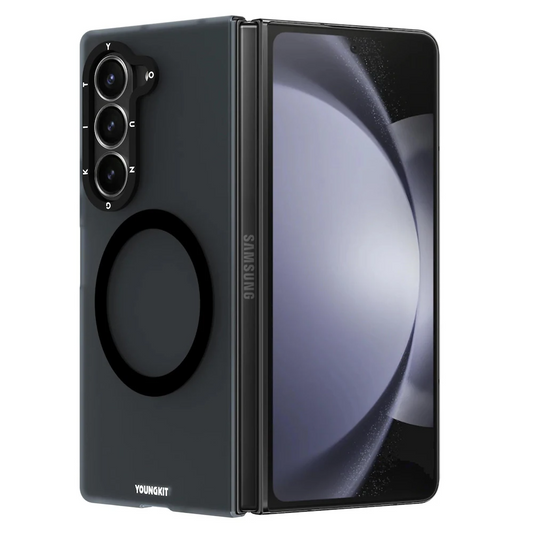 Samsung Galaxy Z Fold6 Youngkit Case, Military Shockproof Hard Translucent Matte Back with Magsafe - Black