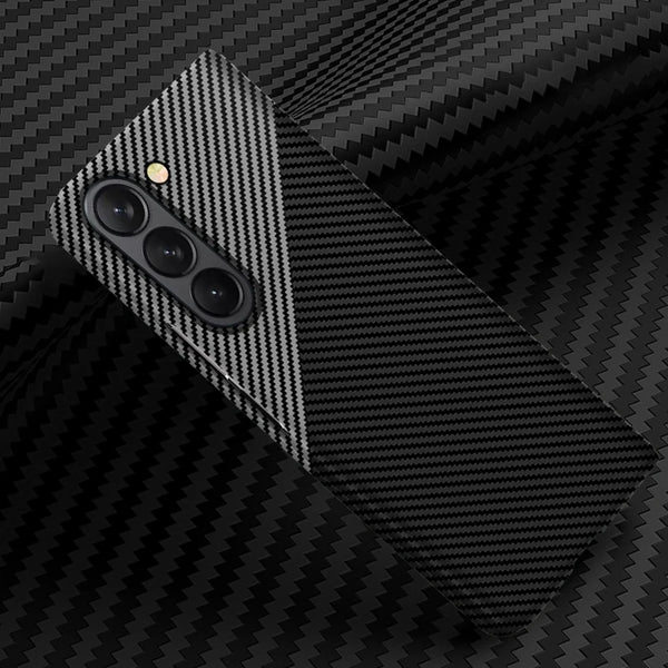 Samsung Galaxy Z Fold5 Carbon Case, 0.6mm Super Slim Dual Shade Carbon Fiber - Black&Silver