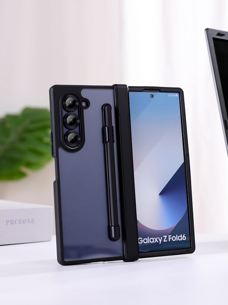 Samsung Galaxy Z Fold 6 Anti Yellowing Shockproof Case with Hinge Protection & S-Pen - Black