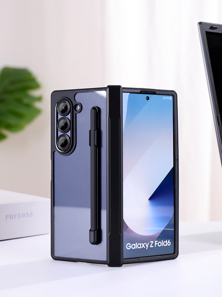 Samsung Galaxy Z Fold 6 Anti Yellowing Shockproof Case with Hinge Protection & S-Pen - Black