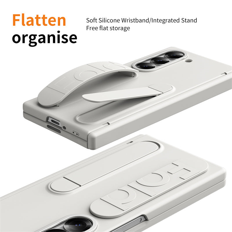 Samsung Galaxy Z Fold6 Silicon Case with Kickstand & Band Hinge Protection - Grey