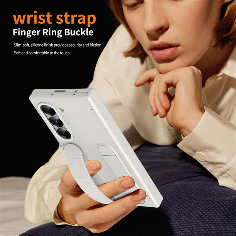 Samsung Galaxy Z Fold6 Silicon Case with Kickstand & Band Hinge Protection - Sand