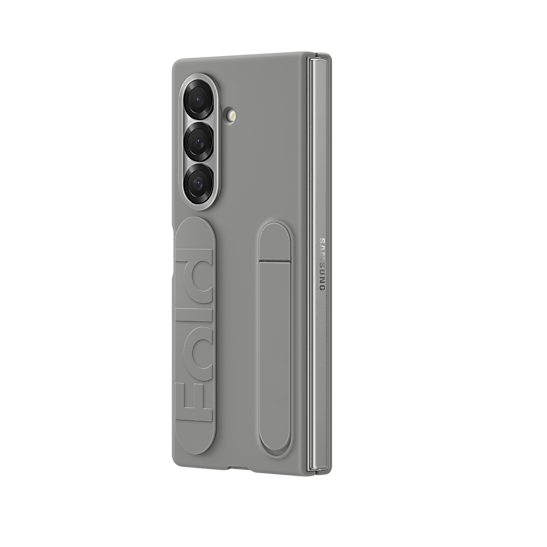 Samsung Galaxy Z Fold7 Skin Feel Silicon Case with Kickstand & Band - Grey