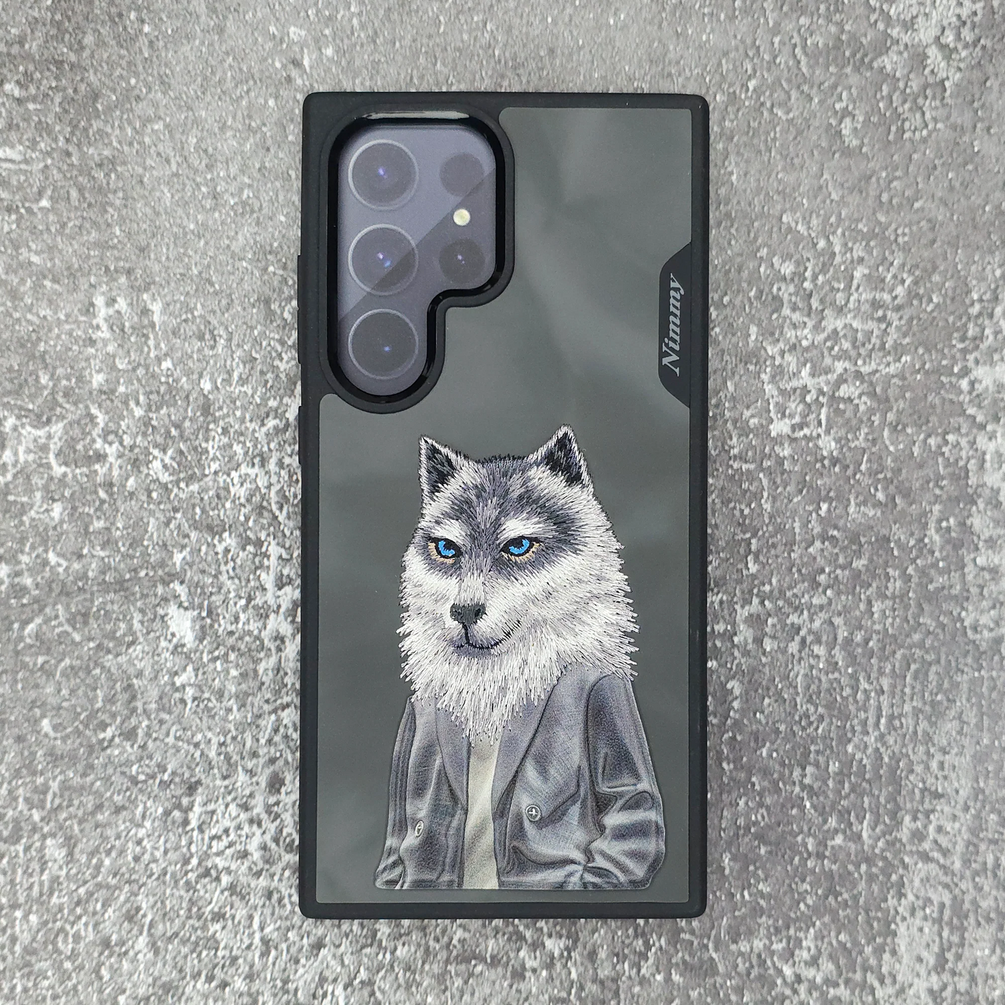 Samsung Galaxy S24 Ultra Original Nimmy Friends 3D Embroidery Leather Case - Wolf