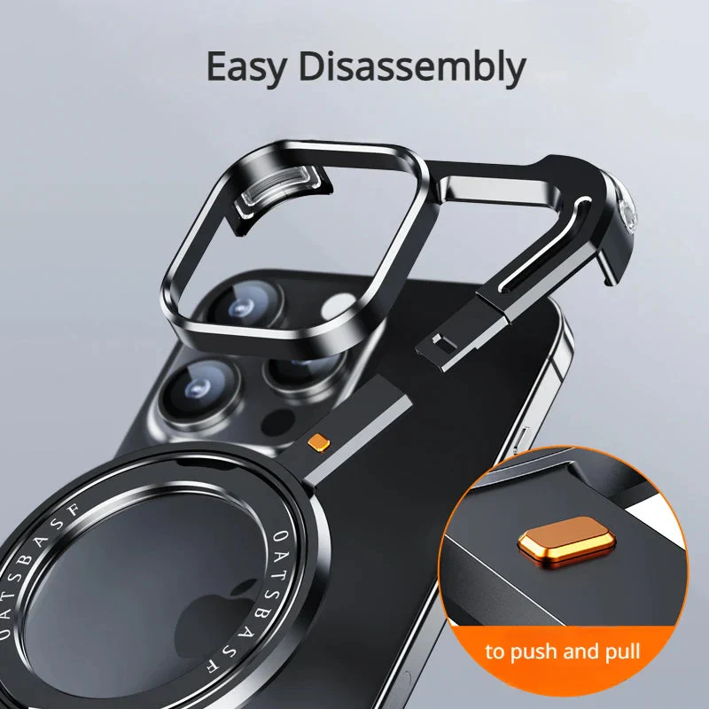 iPhone 15 Premium Metal Z Shape frame Less Case Magnetic Ring with Magsafe - Titanium